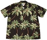 Waimea Casuals Wailea Palms Black Cotton Men's Hawaiian Shirt