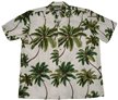 Waimea Casuals Wailea Palms White Cotton Men&#39;s Hawaiian Shirt