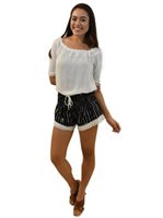 Angels by the Sea Pineapple  Black Lace Shorts