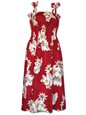 Pacific Legend Hibiscus Red Cotton Hawaiian Tube Midi Dress