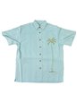 Bamboo Cay Single Palm Aqua Marine Modal/Polyester Men&#39;s Hawaiian Shirt