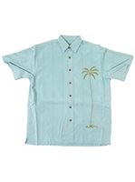 Bamboo Cay Single Palm Aqua Marine Modal/Polyester Men's Hawaiian Shirt