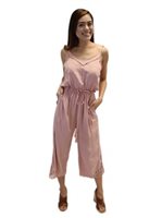 Angels by the Sea Embroidery back Wrist Tie Pink Rayon Kiana Jumpsuits