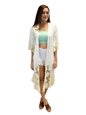 Angels by the Sea Kimono with Pineapple Embroidery White Rayon Paina Jacket