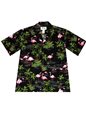 Ky&#39;s Flamingo Fever Black Cotton Men&#39;s Hawaiian Shirt
