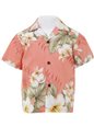 Anuenue Hibiscus Trend Coral Cotton Boys Hawaiian Shirt