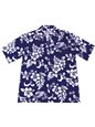 Ky&#39;s Classic Hibiscus Navy Blue Cotton Men&#39;s Hawaiian Shirt