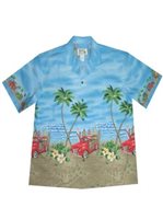 Ky's Classic Hawaii Blue Cotton Men's Hawaiian Shirt