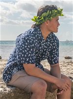 Paradise Found Magnum Bamboo Navy Rayon Men's Hawaiian Shirt
