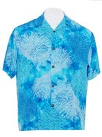 Hilo Hattie Coral Turquoise Rayon Men's Hawaiian Shirt