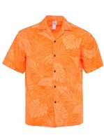 Hawaiian Leaves Orange Poly Cotton Men's Hawaiian Shirt