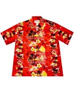 Ky's Classic Discovery Red Men's Hawaiian Shirt