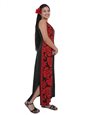 Hilo Hattie Prince Kuhio Black&amp;Red Rayon Piping Neck Long Dress