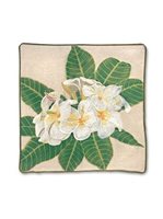 Island Heritage Plumeria Cotton Linen Embroidered Pillow Cover