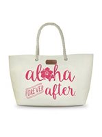 Island Heritage Aloha Forever After Pink Rope Handle Beach Tote Bag