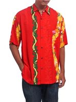 Hilo Hattie Ohia Red Rayon Men's Hawaiian Shirt