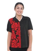 Hilo Hattie Prince Kuhio Black&Red Rayon Women's Hawaiian Shirt