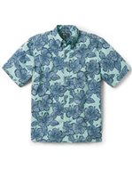 Reyn Spooner Hibiscus Orchard Blue Turquoise Polycotton Men's Classic Fit Hawaiian Shirt