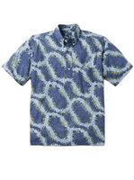 Reyn Spooner Pansy Lei Medieval Blue Cotton Men's Classic Fit Pullover Hawaiian Shirt