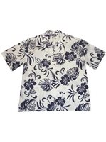 Ky's Aloha Spirit Navy Blue Cotton Men's Hawaiian Shirt