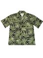 Ky&#39;s Palm Leaf Panel Black Cotton Poplin Men&#39;s Hawaiian Shirt