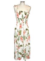 Ky's Hibiscus Garden White Rayon Tube dress