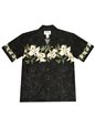 Ky&#39;s Orchid Row Black Cotton Poplin Men&#39;s Hawaiian Shirt