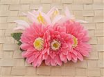 Pink Daisy & Spider Lily Hair Clip 4.25"