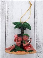 Couple & Palm Tree Hawaiian  Ornament
