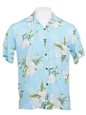 Two Palms Orchid Fern Light Blue Rayon Men&#39;s Hawaiian Shirt