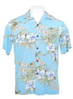 Two Palms Pali Orchid Light Blue Rayon Men's Hawaiian Shirt