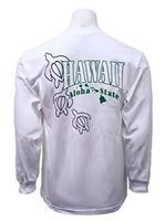 Honu White Cotton Men's Hawaiian Long Sleeve T-Shirt
