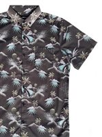 Molokai Surf Island Palm Charcoal Cotton Men's Hawaiian Shirt