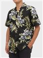 Aloha Republic Premium Orchids Black Cotton Men&#39;s Hawaiian Shirt