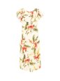 Two Palms Sonic Beige Rayon Hawaiian Off Shoulder Pullover Dress