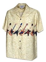 Pacific Legend Guitars Khaki Cotton Men's Hawaiian Shirt