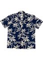 Waimea Casuals Canoe Navy Cotton Men&#39;s Hawaiian Shirt