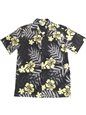 Aloha Republic Pacific Garden Charcoal Black Cotton Men&#39;s Hawaiian Shirt