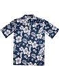 Aloha Republic Hibiscus Party Navy Cotton Men&#39;s Hawaiian Shirt