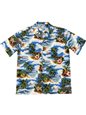 Aloha Republic E Komo Mai Getaway Blue Cotton Men&#39;s Hawaiian Shirt