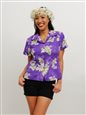 Aloha Republic Wild Orchid Purple Cotton Women&#39;s Hawaiian Shirt