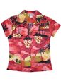 Aloha Republic Hawaiian Sunset Red Cotton Women&#39;s Hawaiian Shirt