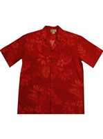 Aloha Republic Holiday Garden Red Cotton Men's Hawaiian Shirt