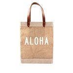 SoHa Living Aloha White Leather Handle Jute Bag