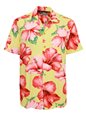 Paradise Found Hibiscus Blossom Yellow Rayon Men&#39;s Hawaiian Shirt