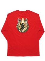 Gecko Red Cotton Men's Hawaiian Long Sleeve T-Shirt