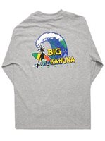 Big Kahuna Gray Cotton Men's Hawaiian Long Sleeve T-Shirt