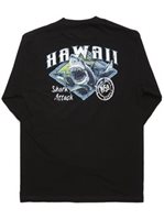 Shark Black Cotton Men's Hawaiian Long Sleeve T-Shirt