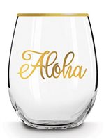 Island Heritage Golden Aloha Stemless Wine Glass