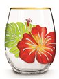 Island Heritage Floral Monstera Stemless Wine Glass